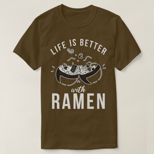 ラーメン好きで人生が良い802 Tシャツ (デザイン正面)