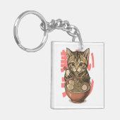 ラーメン好きなかわいい子猫 キーホルダー (正面左)