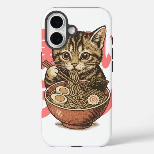 ラーメン好きなかわいい子猫 Case-Mate iPhoneケース (裏面)