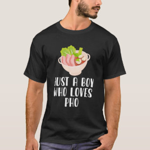 ラーメン好きのおもしろい少年 Tシャツ