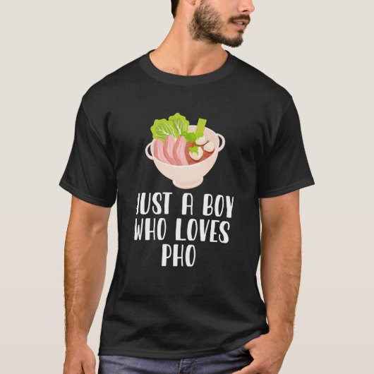 ラーメン好きのおもしろい少年 Tシャツ (正面)