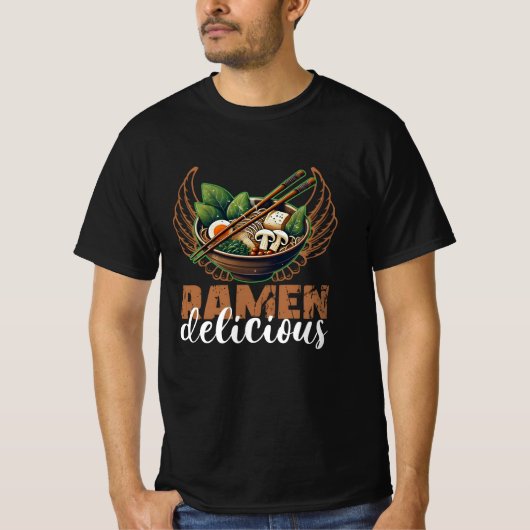 ラーメン好きのための面白い美味しいデザイン Tシャツ (正面)