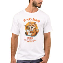 ラーメン好きのキュートな狐の日本デザイン