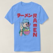 ラーメン好きの少女|過去記事日本かわいい Tシャツ (デザイン正面)