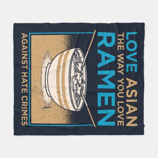 ラーメン好きアジア好き フリースブランケット (正面(横))