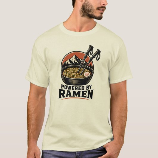 ラーメン好きハイカーの腹ペコTシャツ Tシャツ (正面)