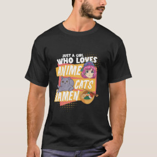 ラーメン好きーアニメ猫やRが大好きな女の子 Tシャツ