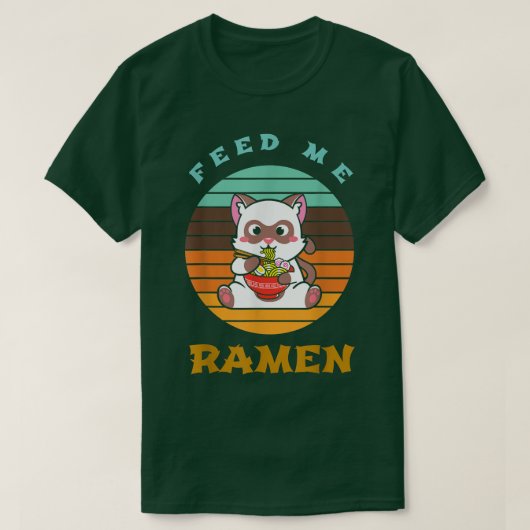 ラーメン子猫かわいいアニメ1386 Tシャツ (デザイン正面)