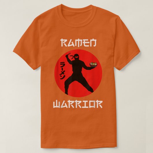 ラーメン戦士おもしろいグルメ麺ショートスリーブ Tシャツ (デザイン正面)