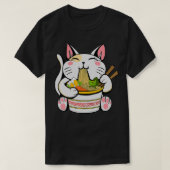 ラーメン日本のかわいい猫アニメ Tシャツ (デザイン正面)