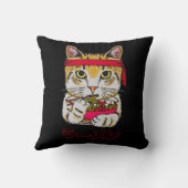 ラーメン日本のキャットフードかわいいグラフィックアートJ クッション (裏面)
