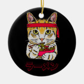 ラーメン日本のキャットフードかわいいグラフィックアートJ セラミックオーナメント (正面)