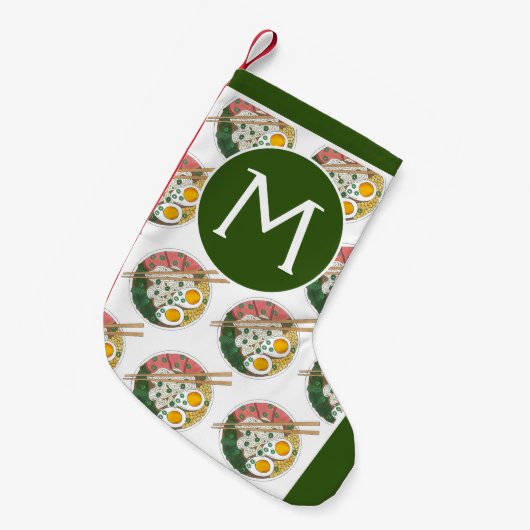 ラーメン日本のスープグルメモノグラム スモールクリスマスストッキング (正面 (吊り時))