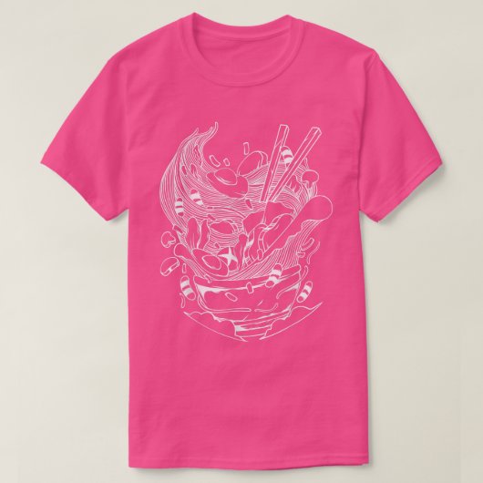 ラーメン日本のスープ食のラインアート1367 Tシャツ (デザイン正面)