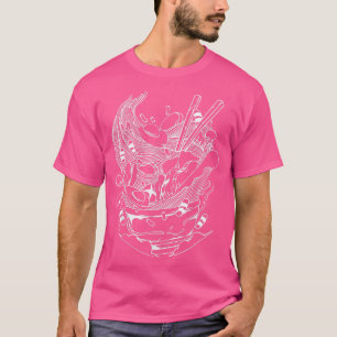 ラーメン日本のスープ食のラインアート1367 Tシャツ