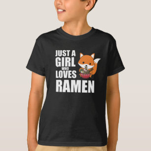 ラーメン日本のラーメンかわいいキツネ食べラーメン Tシャツ