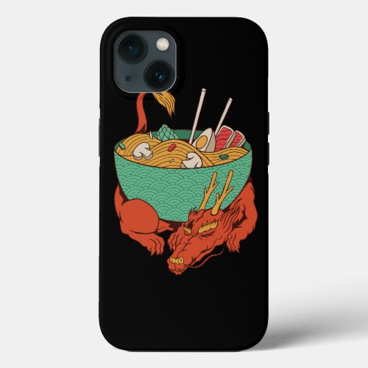ラーメン日本の丼と一緒に眠るドラゴンラーメンNo Case-Mate iPhoneケース (裏面)