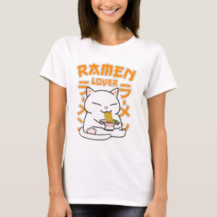 ラーメン日本の猫好き Tシャツ