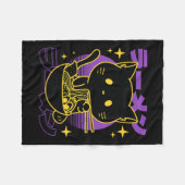 ラーメン日本の猫 フリースブランケット (正面(横))