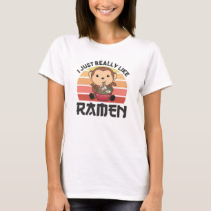 ラーメン日本の甘猿ラーメン食べー Tシャツ