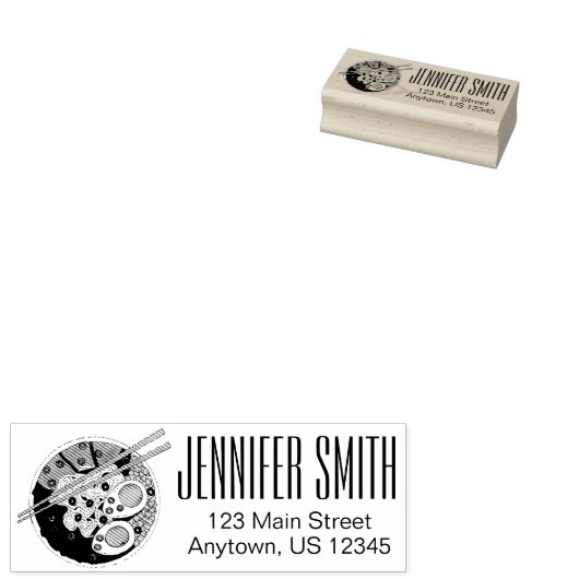 ラーメン日本の食のアドレパーソナライズされたス ラバースタンプ (押印)