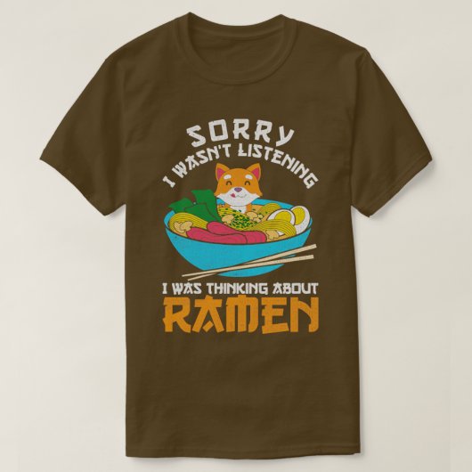 ラーメン日本の麺おもしろい引用文ラーメン Tシャツ (デザイン正面)