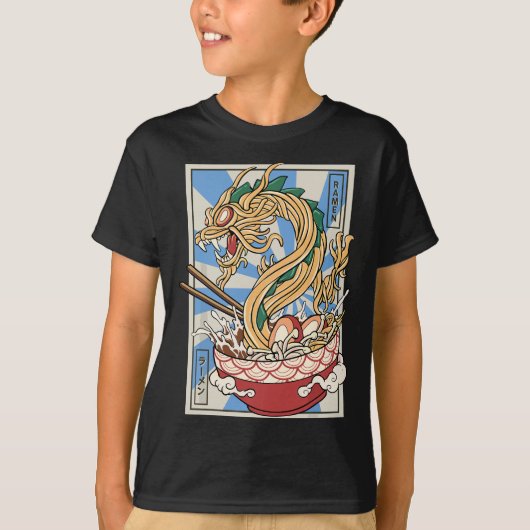 ラーメン日本の龍麺スープ Tシャツ (正面)