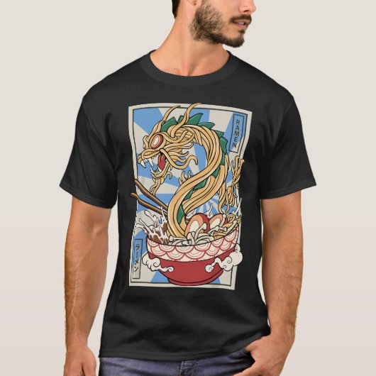 ラーメン日本の龍麺スープ Tシャツ (正面)