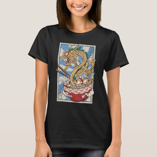 ラーメン日本の龍麺スープ Tシャツ (正面)