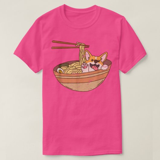 ラーメン日本食和食柴犬 Tシャツ (デザイン正面)