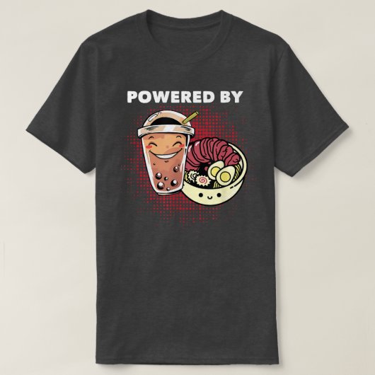 ラーメン汁とぼうばかわいい食で動く Tシャツ (デザイン正面)