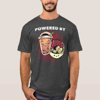 ラーメン汁とぼうばかわいい食で動く Tシャツ