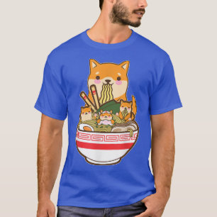 ラーメン犬柴犬日本のかわいいかわいいアニメカップ Tシャツ