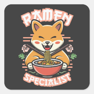 ラーメン犬 – 専門柴犬食べラーメン スクエアシール