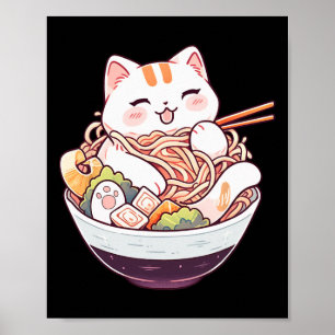 ラーメン猫かわいいねこ可愛いアニメ男性へワイム ポスター