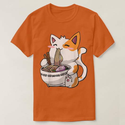 ラーメン猫かわいいアニメ大宅 Tシャツ (デザイン正面)