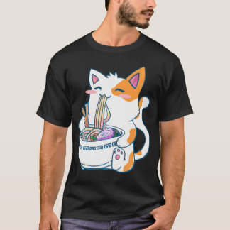 ラーメン猫かわいいアニメ大宅 Tシャツ
