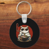 ラーメン猫かわいいアニメ日本のかわいい猫1 キーホルダー (正面)