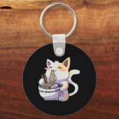 ラーメン猫かわいいアニメ日本のギフト キーホルダー (正面)