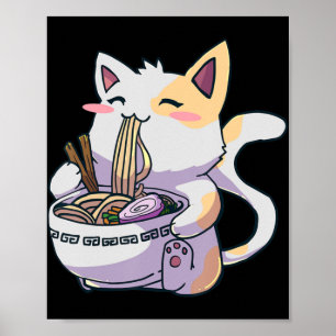 ラーメン猫かわいいアニメ日本のギフト ポスター