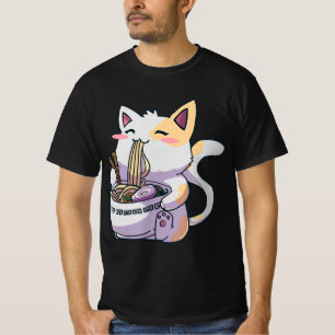 ラーメン猫かわいいアニメ日本のギフト Tシャツ