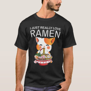 ラーメン猫かわいいアニメ日本のフードガール Tシャツ