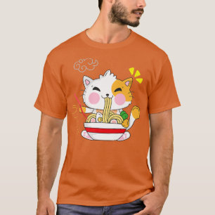 ラーメン猫かわいいアニメ日本のラーメンライフ子猫 Tシャツ