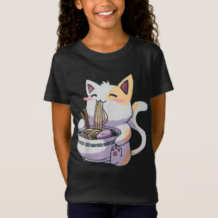 ラーメン猫かわいいアニメ日本のT Tシャツ