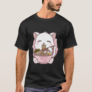 ラーメン猫かわいいアニメ Tシャツ