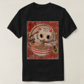 ラーメン猫かわいい日本のアニメフードギフトガールズTe Tシャツ (デザイン正面)