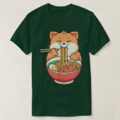 ラーメン猫かわいい日本のアニメ食ガールズ10代 Tシャツ (デザイン正面)