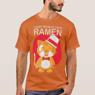 ラーメン猫かわいい日本のアニメ食ラーメン大好き Tシャツ