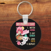 ラーメン猫かわいい日本のアニメ食女の子公式 キーホルダー (正面)