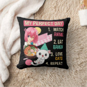 ラーメン猫かわいい日本のアニメ食女の子公式 クッション (ブランケット)